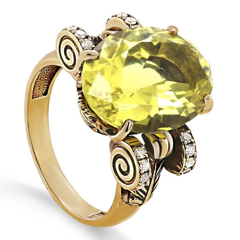 Кольцо, золото, микс с полудрагоценными камнями, 11-21723-10583